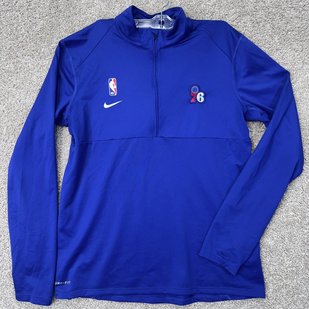 Philadelphia 76ers Nike Pullover Mens M Royal Blue NBA Quarter-Zip Dri-FIT EUC